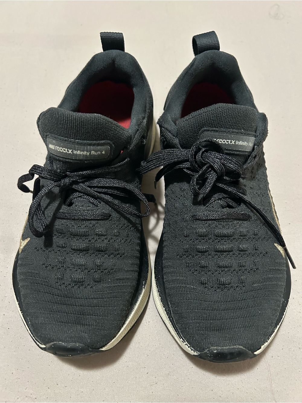 Nike Black Knit Athletic Sneakers with Cream Sole and Red Lining